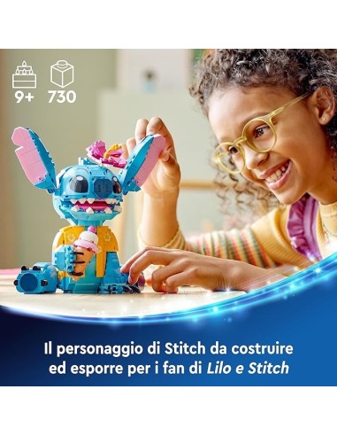 GIOCATTOLO PUBBLICIZZATO: vendita online LEGO Disney Stitch 43249, Personaggio da Costruire, Parti Mobili, Camicia, Cono Gela...