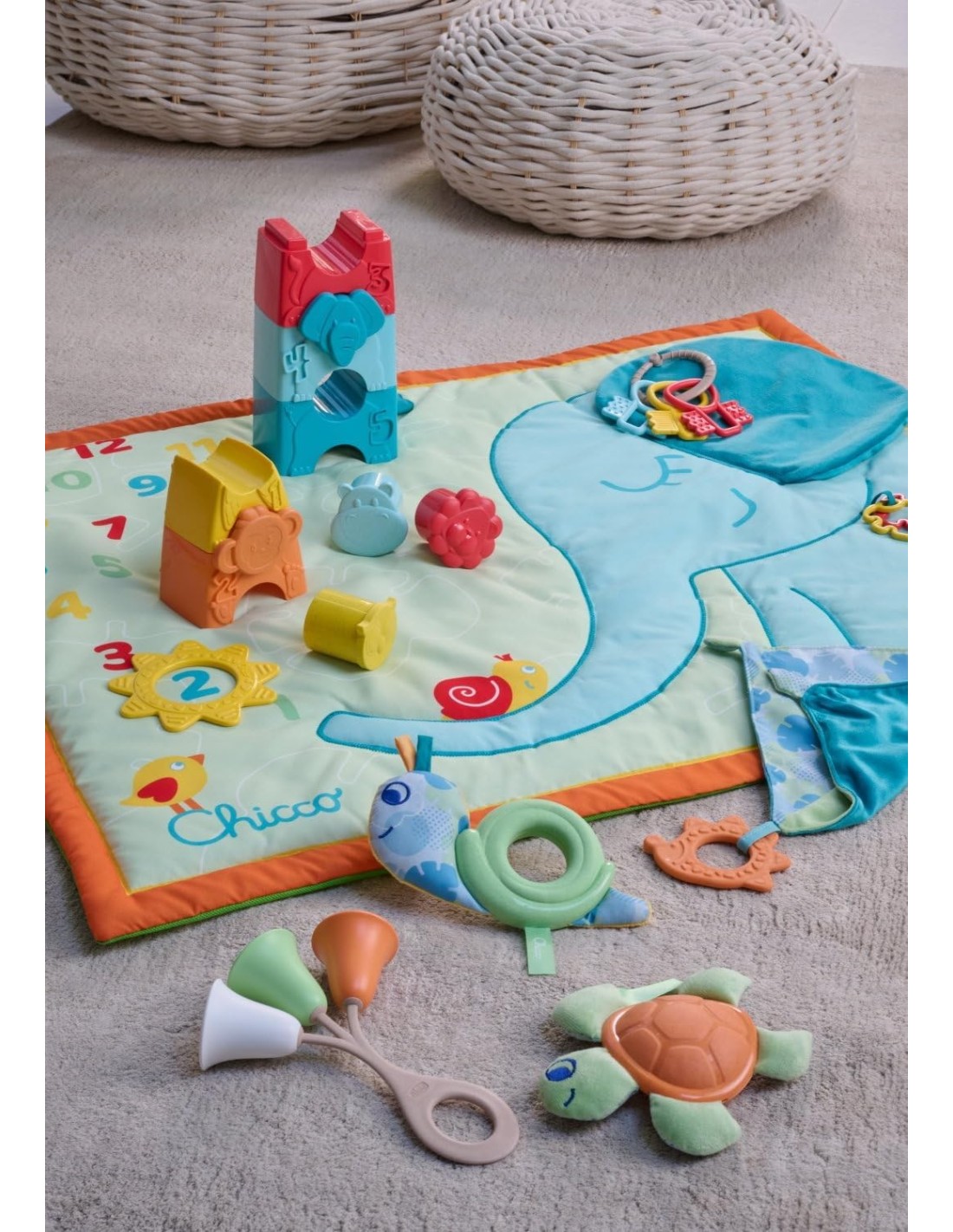 Sonaglio Tulipano Chicco - Gioco per Neonati in Plastica Riciclata e Bioplastica, 3-18 Mesi