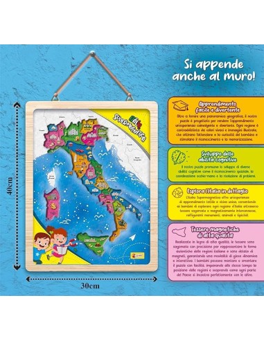 I'm a Genius Italia Supermagnetica - Puzzle di Legno con Regioni Magnetiche