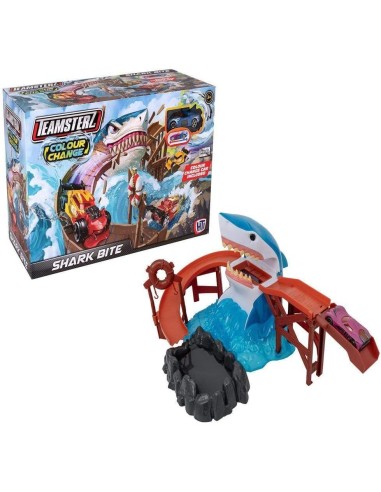 Teamsterz Pista da Corsa Shark Bite con Macchinina Cambio Colore | Gioco di Velocità