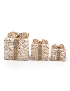 OGGETTISTICA NATALE: vendita online Set di 3 Regali di Natale con Luci LED - La Magia di Natale per le tue festività in offerta