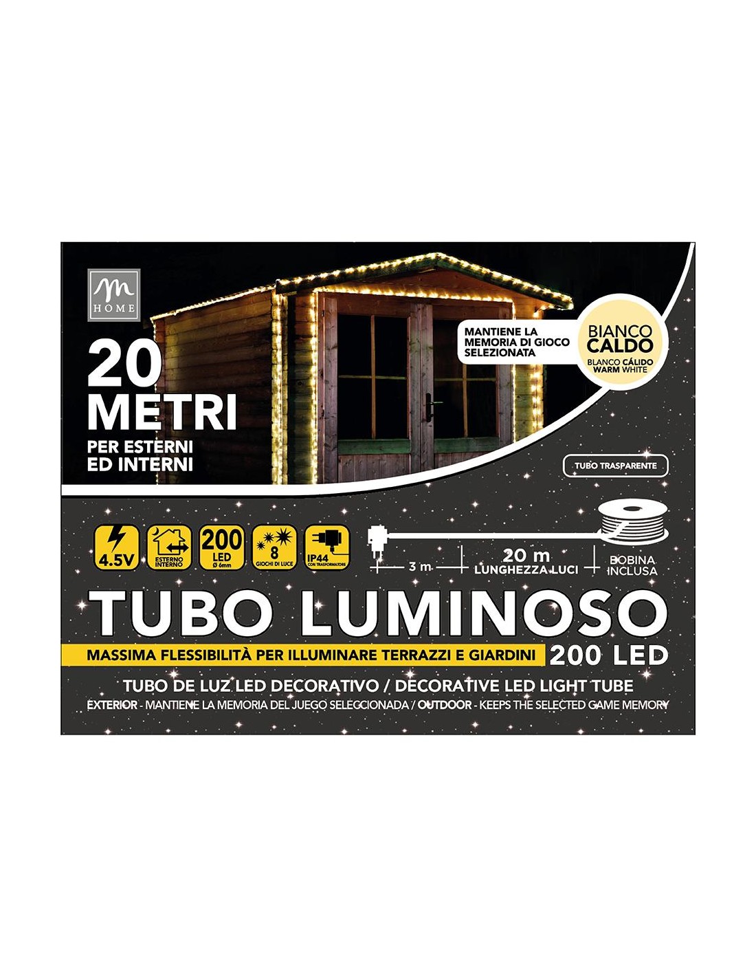 LUCI DI NATALE: vendita online Tubo Luce 200 LED Bianco Caldo di Natale - La Magia di Natale a casa tua in offerta