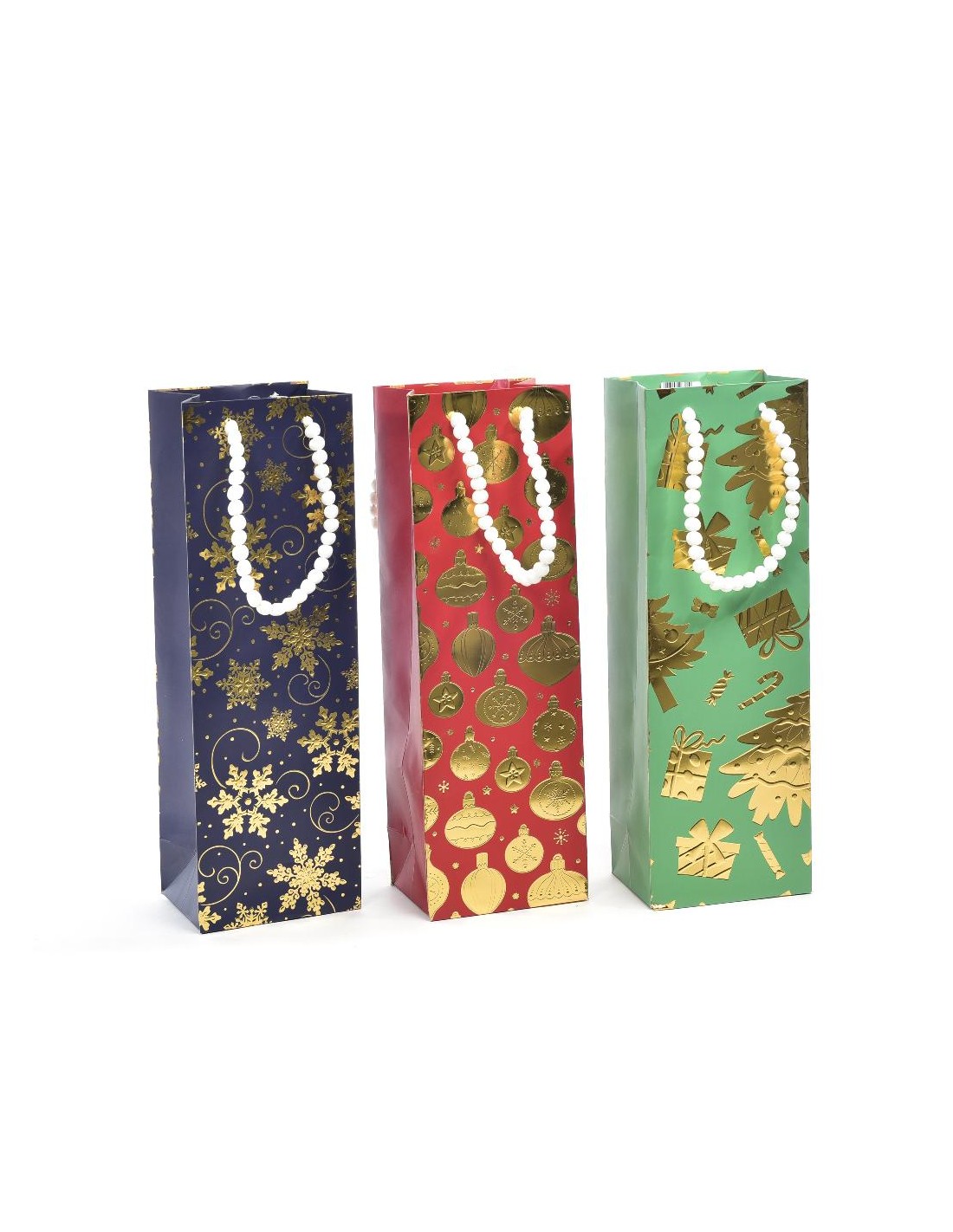 BUSTE E CARTE DA REGALO: vendita online Sacchetto Natalizio Bottiglia 13x10x38 cm Assortito di Natale - La Magia di Natale a ...