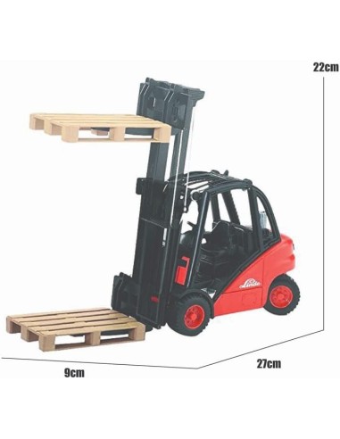 Carrello Elevatore Linde H30D con 2 Pallet, Giocattolo Bruder, Scala 1:16