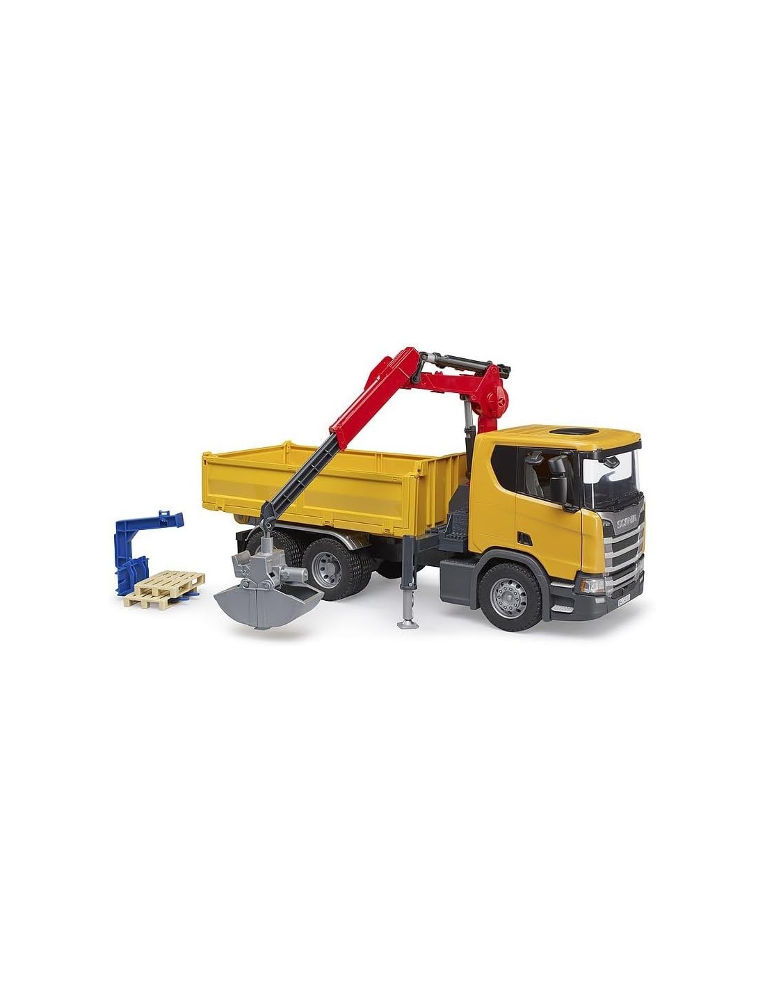 Scania Super 560R Camion da Cantiere con Gru Bruder, 2 Pallet Inclusi