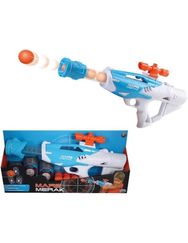 Pistola Giocattolo Sparapalline con 12 Palline in Foam e 3 Bersagli - Lunghezza 36 cm