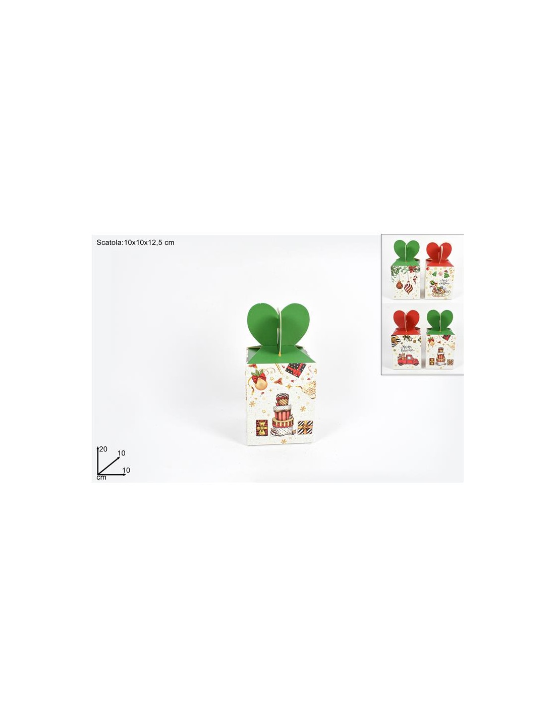SCATOLA REGALO FIOCCO NATALIZIA 10X10X12,5CM ASSORTITO