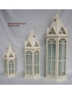LANTERNA 371458 3 MIS 32X28X80CM METALLO CREMA