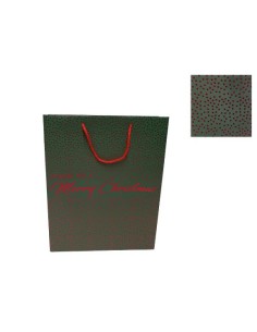 BUSTA REGALO 276687 VERDE 42X30X12CM BORCHIE ROSSE