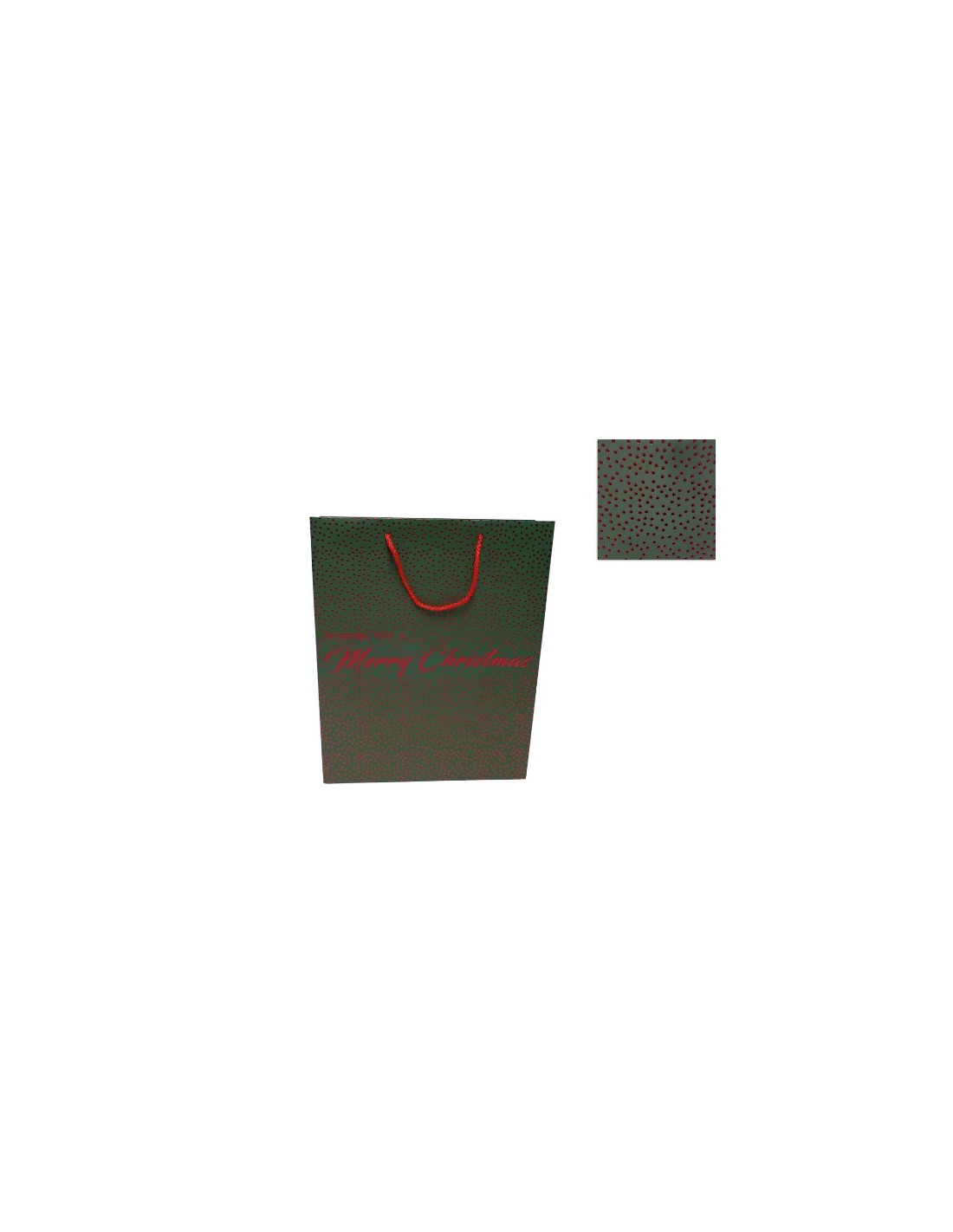 BUSTA REGALO 276687 VERDE 42X30X12CM BORCHIE ROSSE