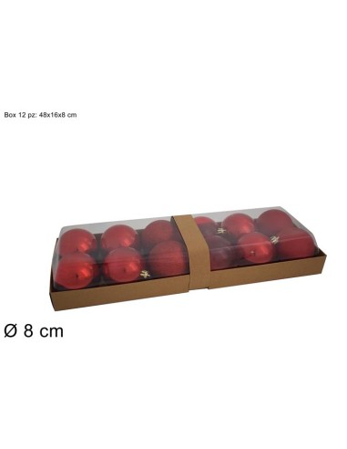 CONF 12 SFERE 814938 ROSSO 8CM ASSORTITO
