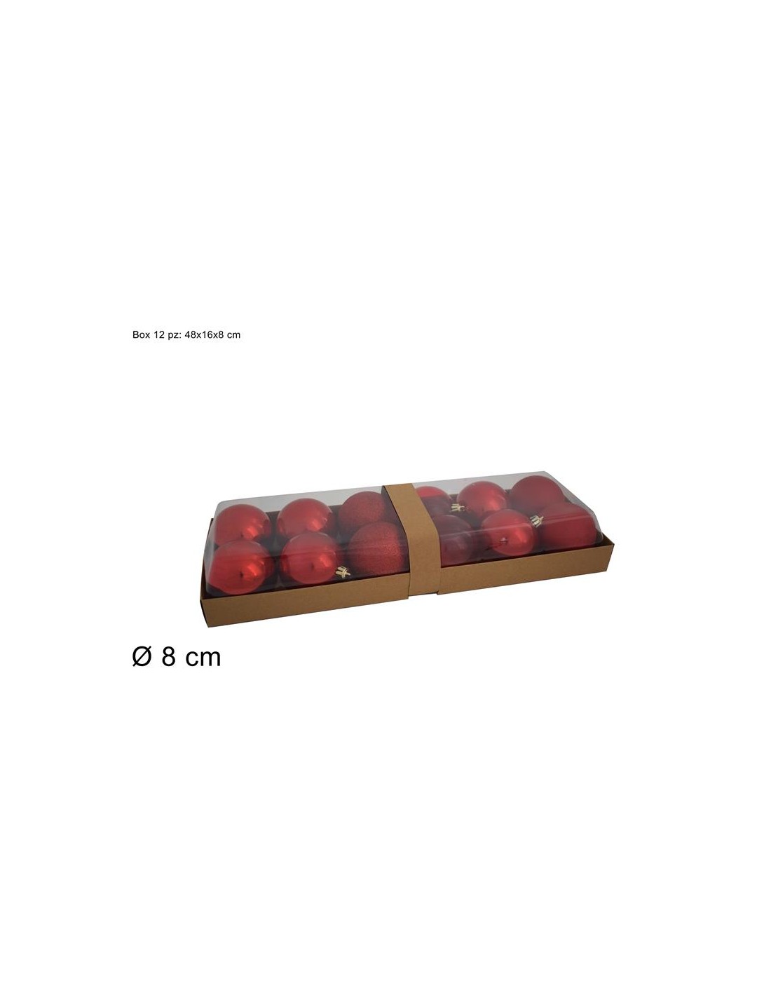 CONF 12 SFERE 814938 ROSSO 8CM ASSORTITO