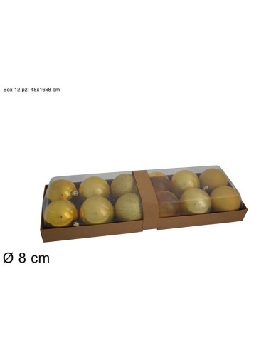 CONF 12 SFERE 814983 ORO 8CM ASSORTITO