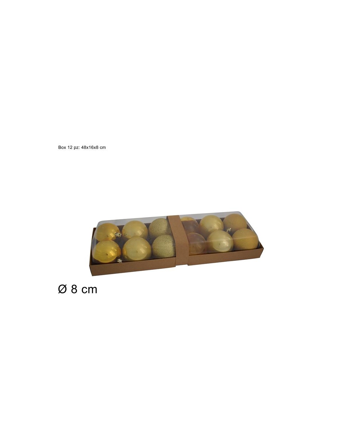 CONF 12 SFERE 814983 ORO 8CM ASSORTITO
