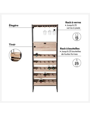 MOBILE PORTABOTTIGLIE 189646 ALIAJ 25P 60X30X160CM EFFETTO ROVERE N...