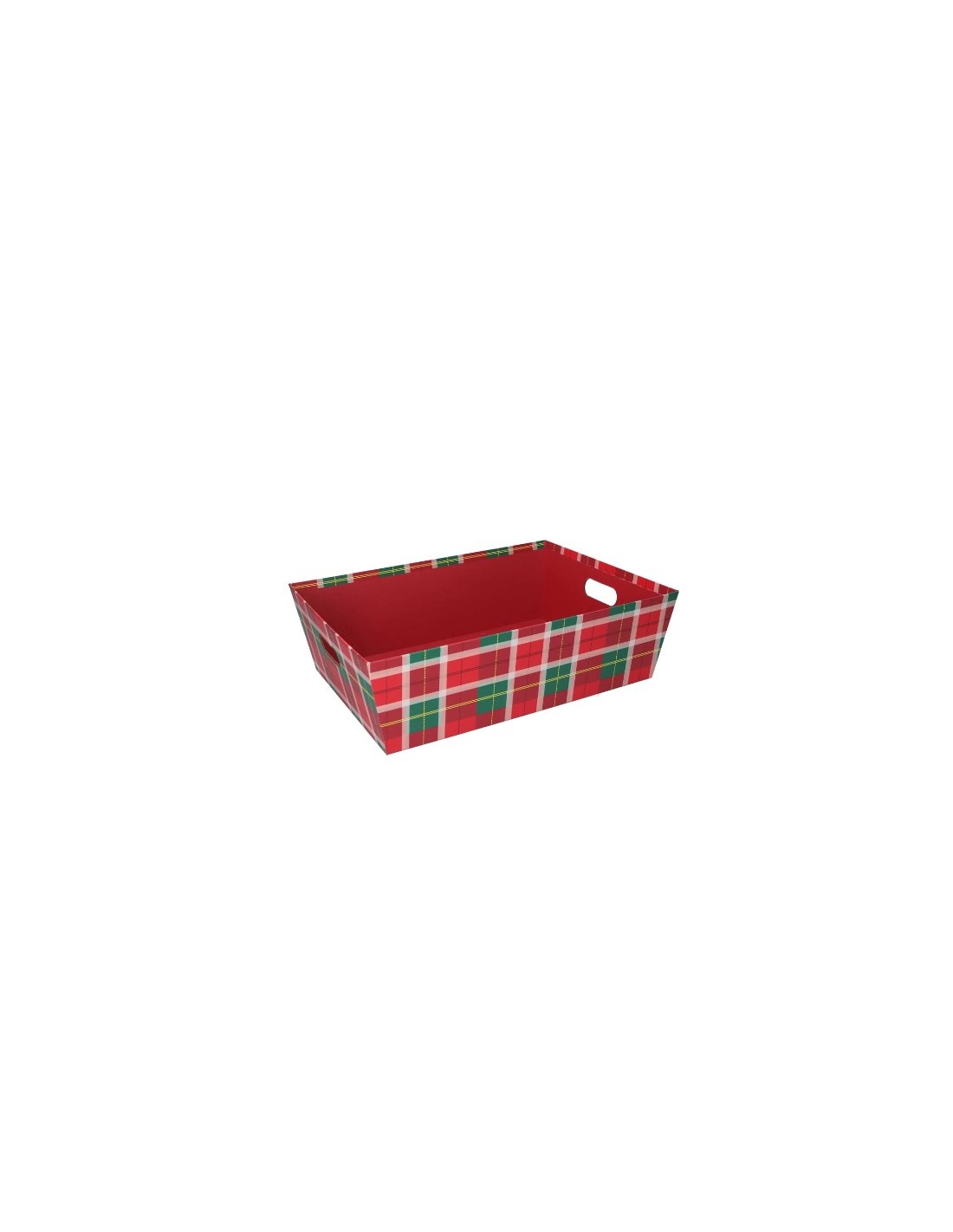 CESTA CARTONE SCOZZESE 40X30X12CM ROSSO RETTANGOLARE