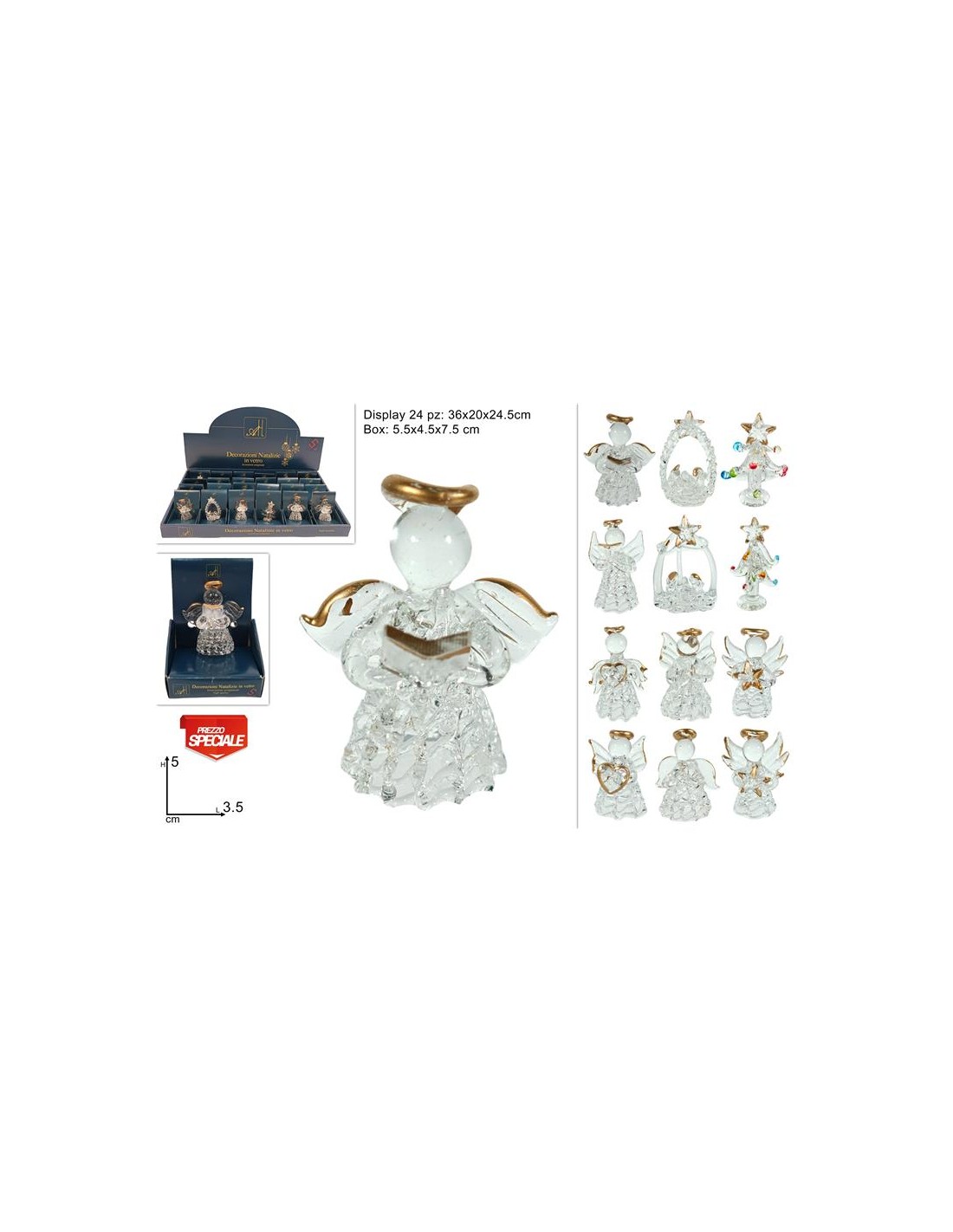 SOGGETTO NATALIZIO 165429 VETRO ASSORTITO