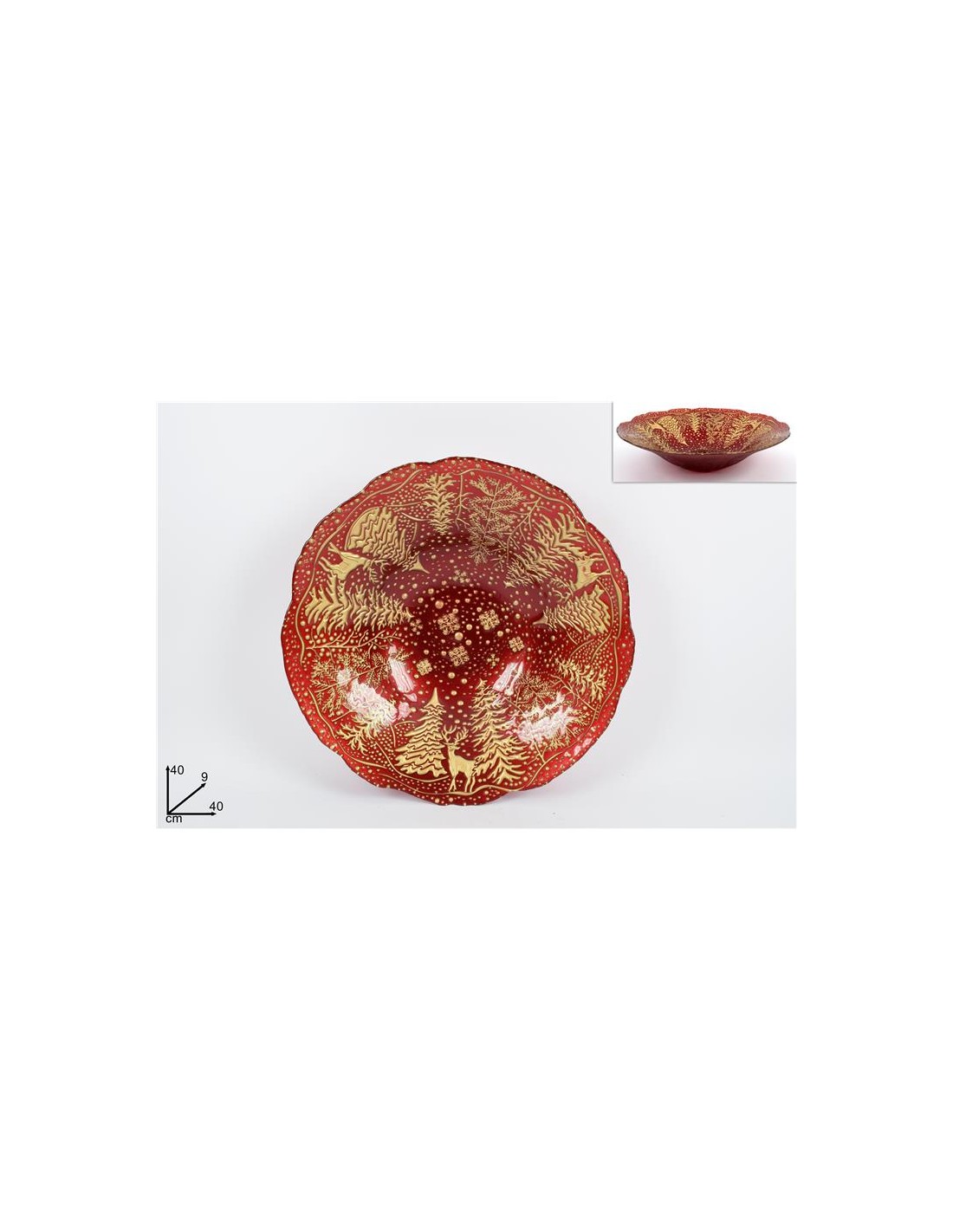 CENTROTAVOLA 143071 NATALIZIO VETRO 40CM ROSSO/ORO