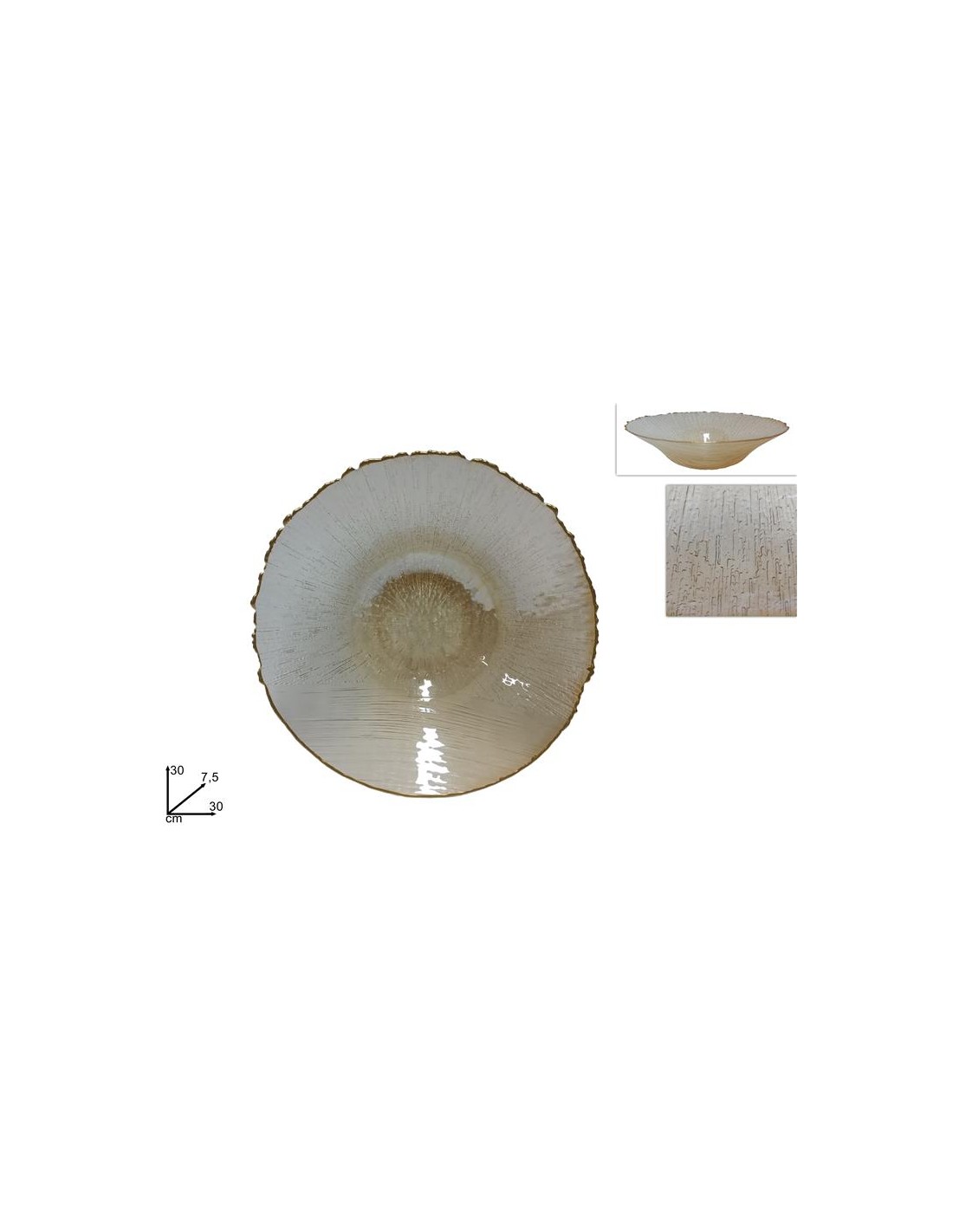 CENTROTAVOLA 243849 VETRO 30CM BORDO ORO