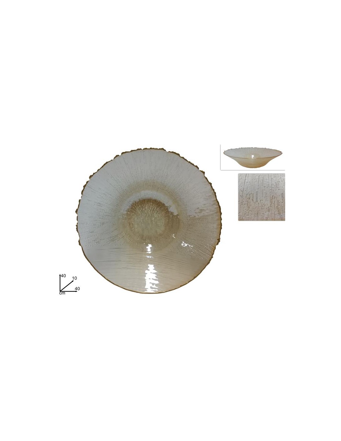 CENTROTAVOLA 243962 VETRO 40CM BORDO ORO