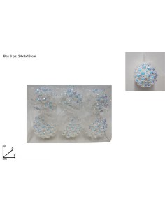 CONF 6 SFERE 268859 PLASTICA 8CM EFFETTO GHIACCIO