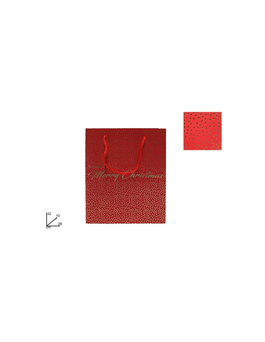 BUSTA REGALO ROSSA 32X26X10CM BORCHIE ORO