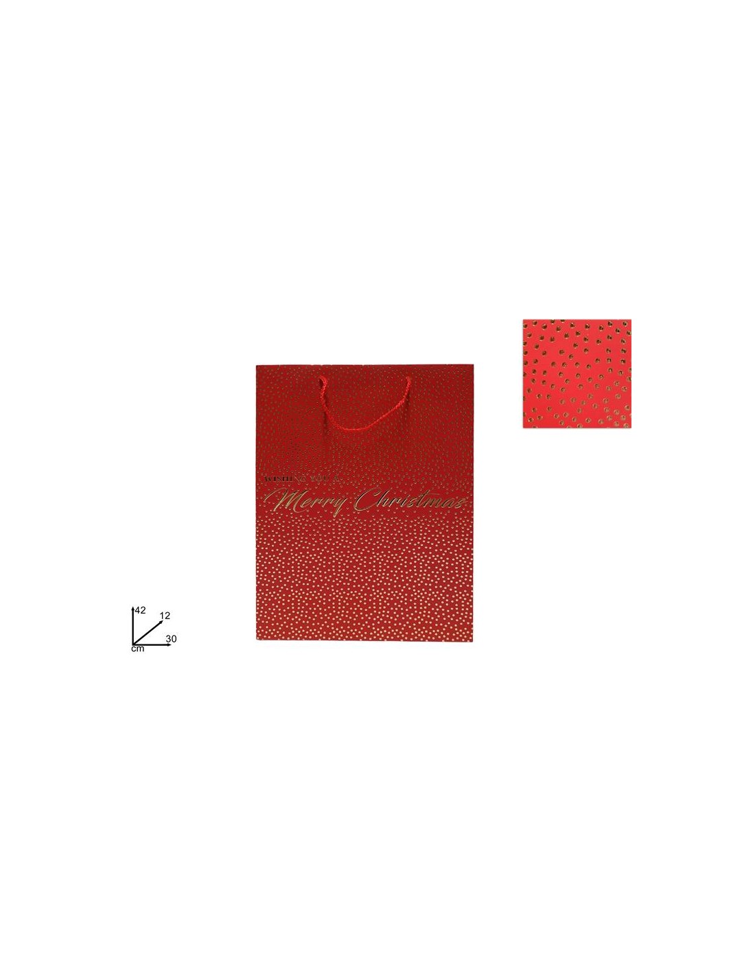 BUSTA REGALO ROSSA 42X30X12CM BORCHIE ORO