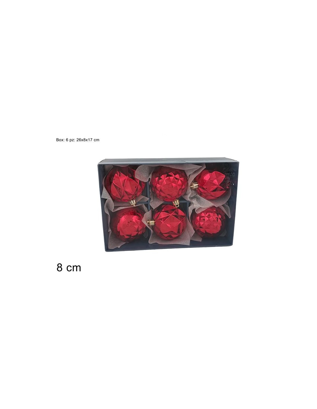 CONF 6 SFERE 286419 ROSSO 8CM ASSORTITO