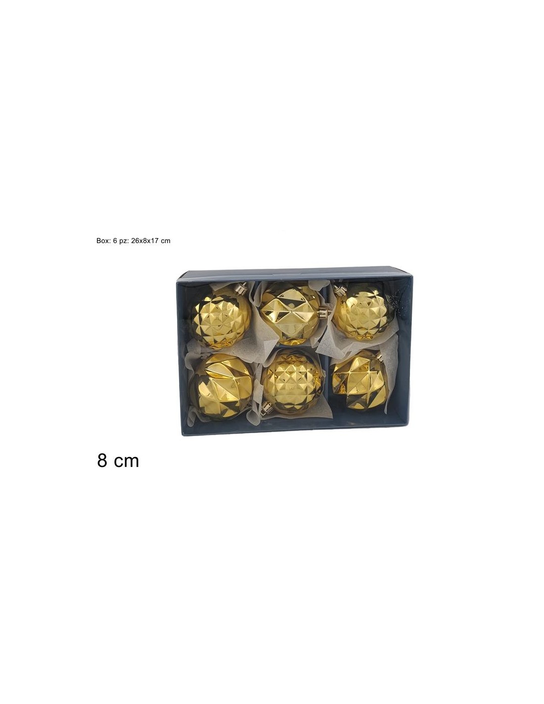 CONF 6 SFERE 286426 ORO 8CM ASSORTITO