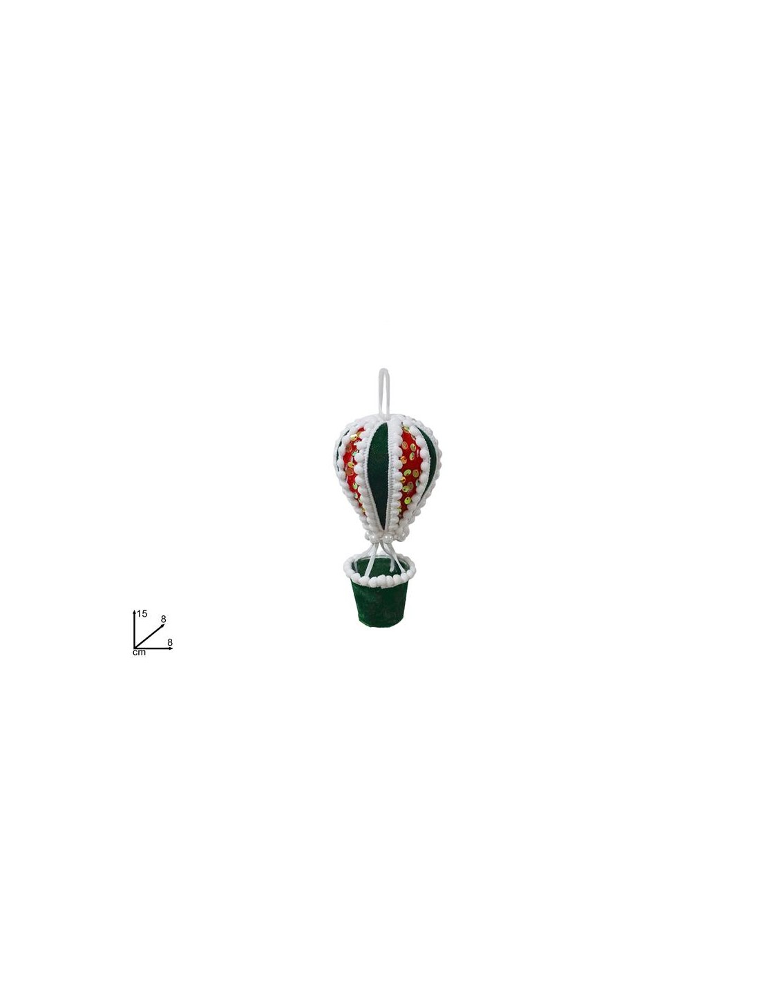 PENDENTE 312033 MONGOLFIERA 13CM VERDE CON PAILETTES