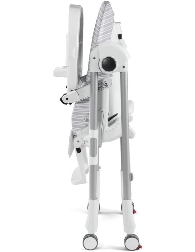 Peg Perego Prima Pappa Follow Me - Seggiolone Reclinabile con Ruote, Pieghevole - Linear Grey
