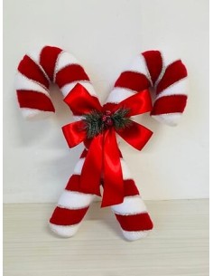 OGGETTISTICA NATALE: vendita online Decorazione di Natale, Bastoncini con Fiocco, Zucchero d'Orzo Doppio 46 cm, Bianco e Ross...