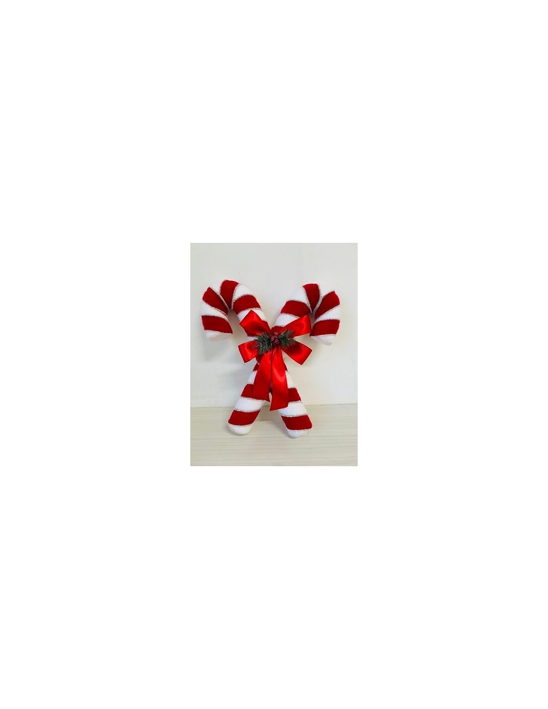 OGGETTISTICA NATALE: vendita online Decorazione di Natale, Bastoncini con Fiocco, Zucchero d'Orzo Doppio 46 cm, Bianco e Ross...