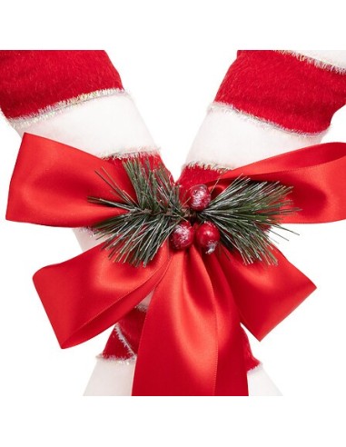 OGGETTISTICA NATALE: vendita online Decorazione di Natale, Bastoncini con Fiocco, Zucchero d'Orzo Doppio 46 cm, Bianco e Ross...
