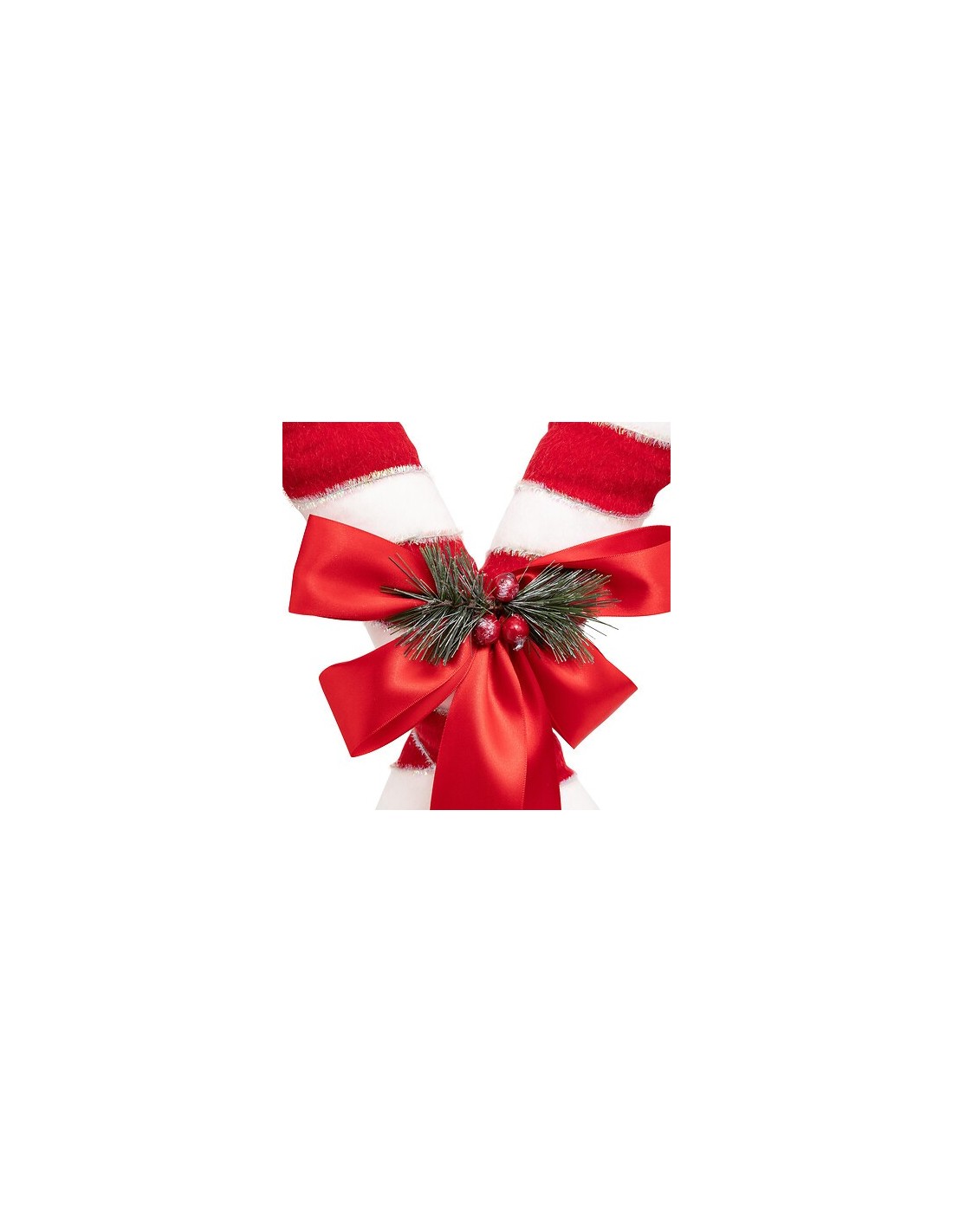 OGGETTISTICA NATALE: vendita online Decorazione di Natale, Bastoncini con Fiocco, Zucchero d'Orzo Doppio 46 cm, Bianco e Ross...