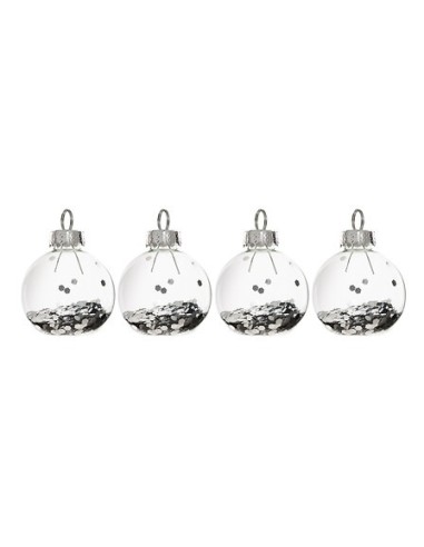 OGGETTISTICA NATALE: vendita online Segnaposto di Natale in Vetro con Paillettes, Set di 4, Assortito, Glitter Oro e Argento,...