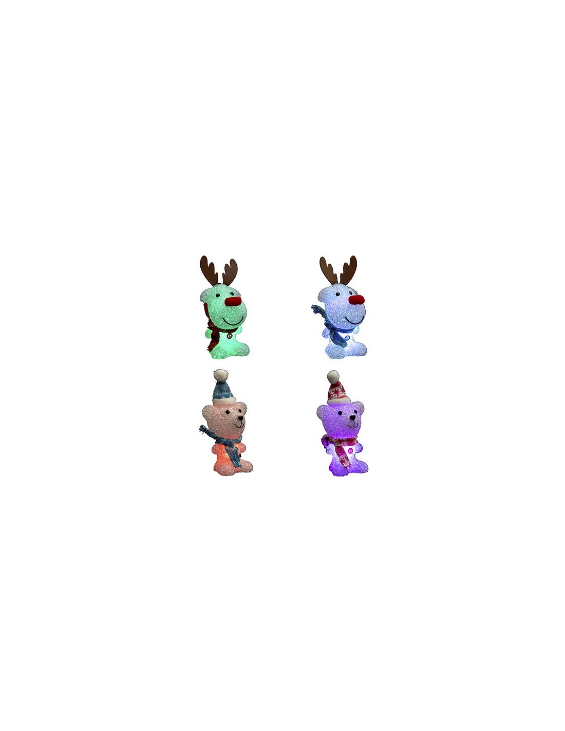 OGGETTISTICA NATALE: vendita online Decorazione di Natale Renna/Orso in Acrilico, Cambia Colore, Assortito, 19 cm, con Cappel...