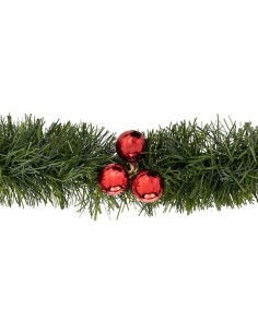 BOE E GHIRLANDE: vendita online Ghirlanda di Natale Verde con Decorazioni in Plastica Rossa, 270 cm, Ideale per Albero e Deco...