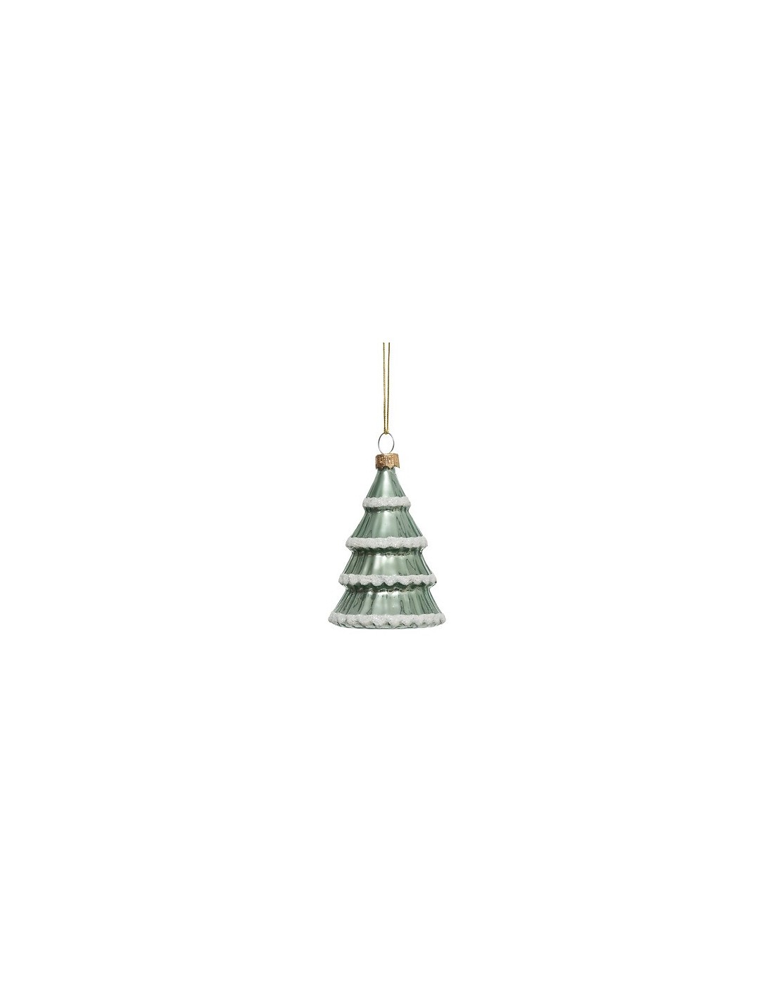 SFERE E PENDAGLI: vendita online Pendente di Natale Albero in Vetro, Verde Chiaro con Decorazioni di Neve, 8 cm, Elegante e F...