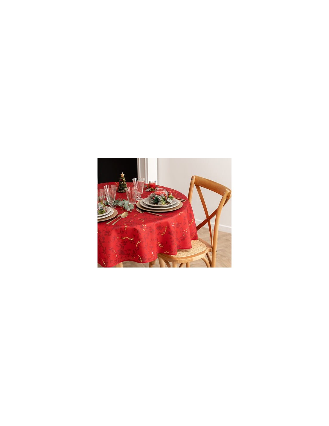 TESSILE: vendita online Tovaglia di Natale 180 cm, Rosso/Oro, Antimacchia, Elegante, Festiva, Perfetta per la Tavola delle Fe...