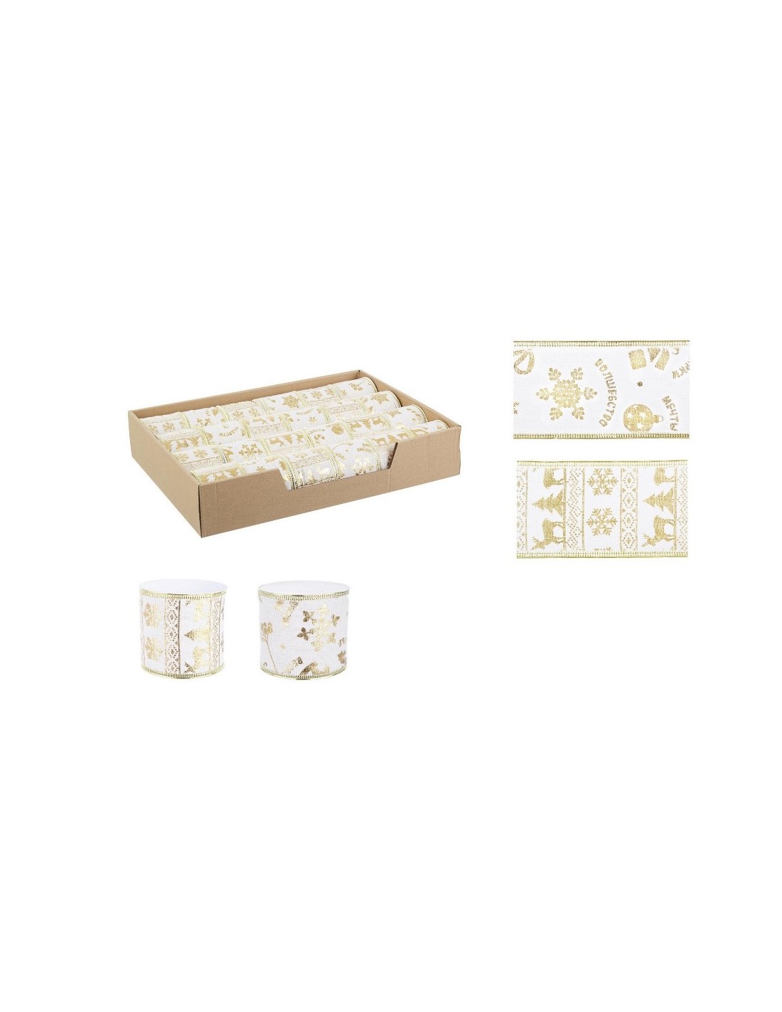 SFERE E PENDAGLI: vendita online Nastro di Natale Lily Naturale 2,7mt Assortito, La Magia di Natale per le Tue Decorazioni in...