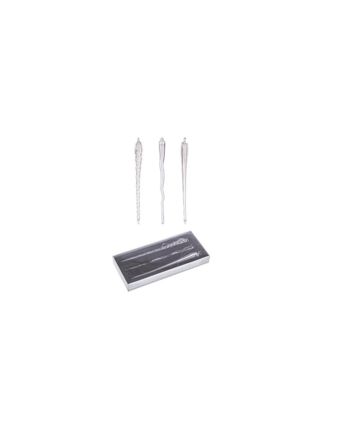 SFERE E PENDAGLI: vendita online Set di 3 Pendentivi Natale Icicle in Vetro Trasparente 17,5cm, La Magia di Natale per Decora...