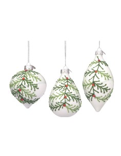 SFERE E PENDAGLI: vendita online Pendente di Natale in Vetro Laurie Bianco Perlato Assortito, La Magia di Natale per Decorazi...