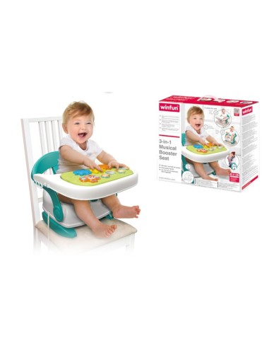 "Seggiolone Portatile Musicale 3in1 con Pulsanti Luminose, Vassoio Rimovibile e Schienale Regolabile | Shop in Casa"