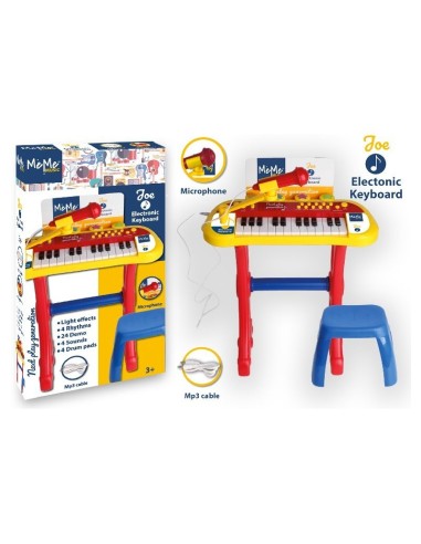 "Tastiera 24 Tasti con Sgabello e Microfono Joe - Giocattolo Musicale per Bambini | Shop in Casa"