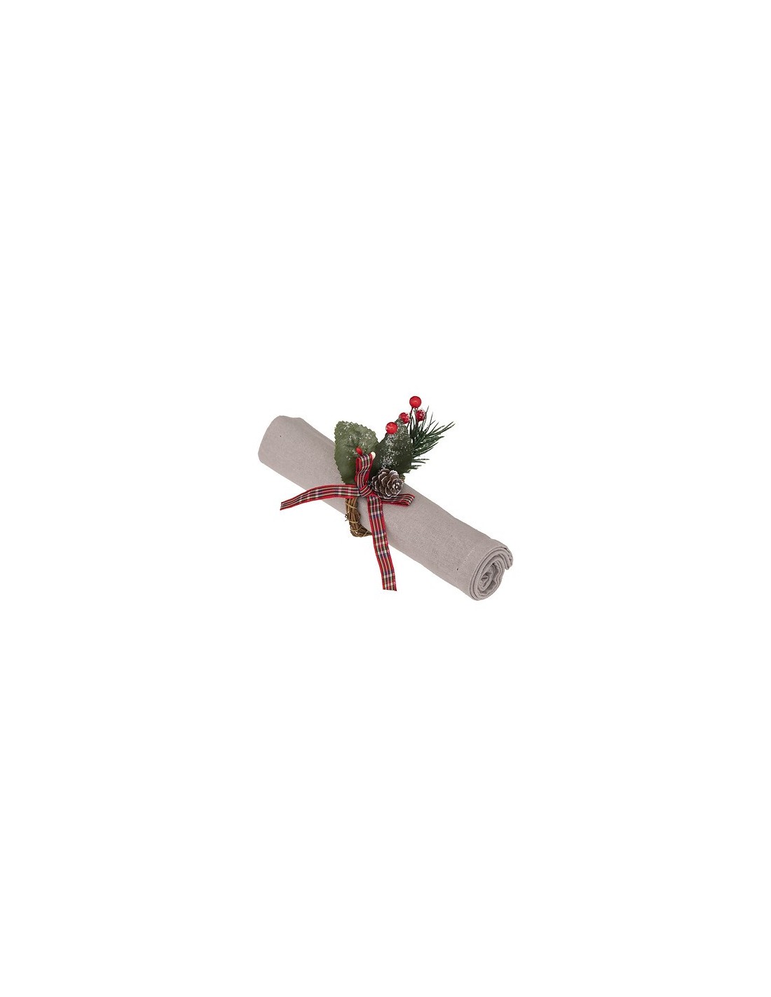 OGGETTISTICA NATALE: vendita online Set 2 Portatovaglioli di Natale, Rametto con Pigna e Bacche, 7x9 cm, Decorazioni Tavola N...