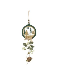 SFERE E PENDAGLI: vendita online Pendente Natalizio di Natale 15x41cm, Tondo Verde o Stella Rossa, Finitura Glitter Champagne... 2