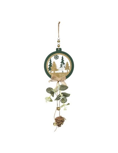 SFERE E PENDAGLI: vendita online Pendente Natalizio di Natale 15x41cm, Tondo Verde o Stella Rossa, Finitura Glitter Champagne...