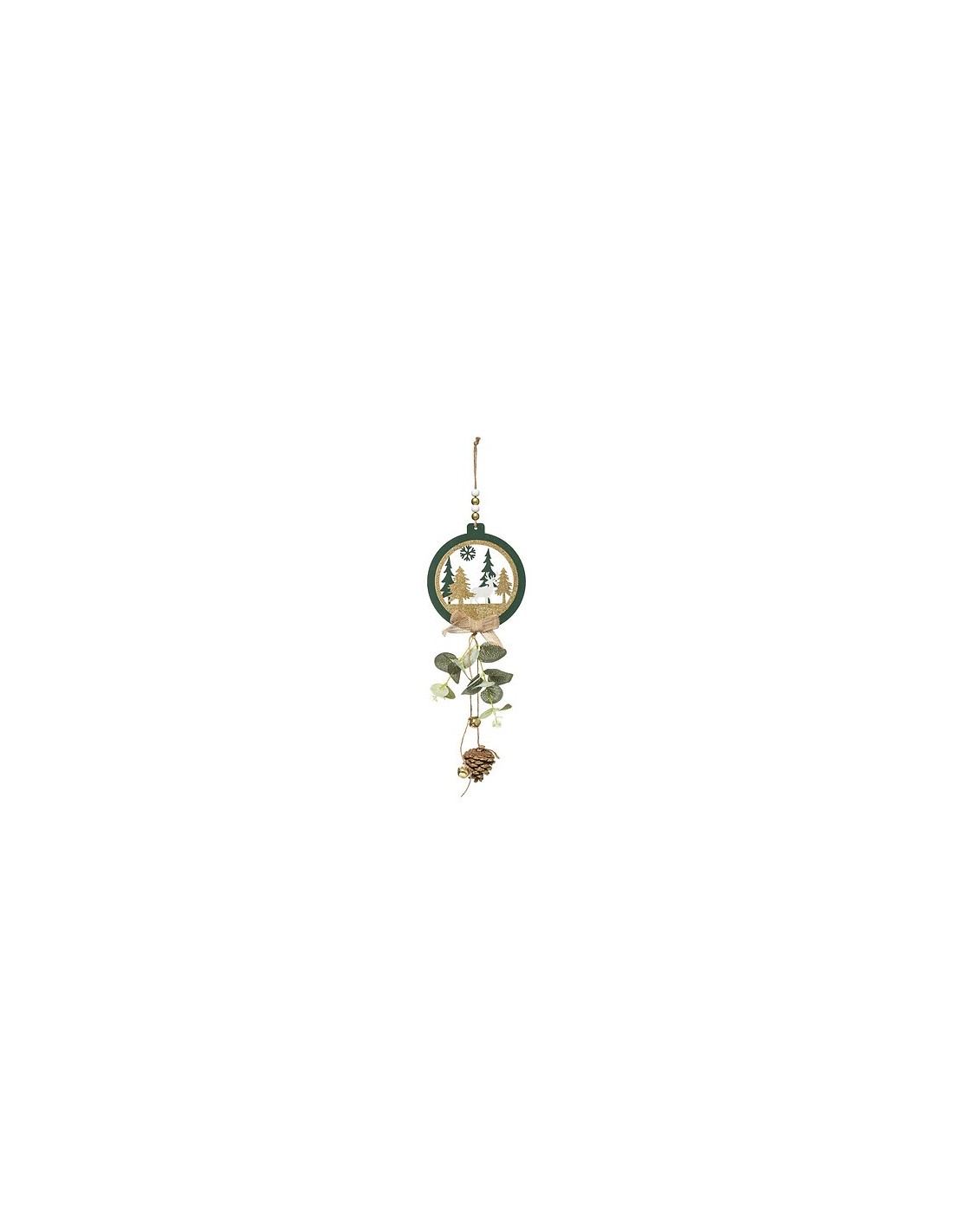 SFERE E PENDAGLI: vendita online Pendente Natalizio di Natale 15x41cm, Tondo Verde o Stella Rossa, Finitura Glitter Champagne...