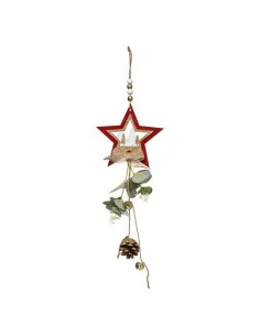 SFERE E PENDAGLI: vendita online Pendente Natalizio di Natale 15x41cm, Tondo Verde o Stella Rossa, Finitura Glitter Champagne...